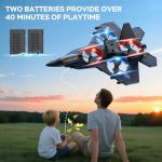 TUEESN RC Plane - 2.4GHz Remote Control Airplane with LED Lights, 360° Stunts & 6-Axis Gyro | Crash-Proof Foam Design | 40 Min Flight for Kids/Adults (Beginner Friendly)