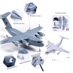 Hylukon RC Airplane, C-17 Globemaster III Military Transport Aircraft, 2CH 2.4GHz RC Plane Ready to Fly with 6-axis Gyro Stabilizer for Beginners Teens Adults DIY Foldable Design（3 Batteries）