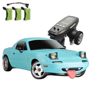 Skymaker RC Drift Car 1/18 Miata Mazda MX-5 Model 2.4GHz RWD Drifting Adults with ESP Gyro Pop-up Light (Blue with 3 Batteries)
