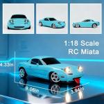 Skymaker RC Drift Car 1/18 Miata Mazda MX-5 Model 2.4GHz RWD Drifting Adults with ESP Gyro Pop-up Light (Blue with 3 Batteries)