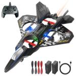 BEZGAR RC Plane, 2.4GHZ Drones for Kids | Remote Control Airplane, RC Helicopter, 360° Flip Fighter Jet Toy with Colorful Navigation LED Light