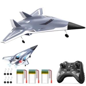 DEERC RC Plane 4 Channels Remote Control Airplane, Twin Ducted Fans Aerobatic RC Jet, with 2 Brushed Motors,3 Flight Modes,3 Lipo Batteries,2.4GHz RTF Glider Hobby Plane for Advance Player&Adults