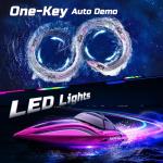 DEERC Fast RC Boat with LED Light, 30+ Mins, 20+ MPH, Self Righting Remote Control Boat for Pools & Lakes, 2.4GHz Racing Speed Boats, Water Summer Toy Gift for Kids, Boys & Girls (Pink)