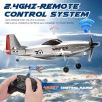 SIMREX RC Plane for Kids - 2.4GHz 3-Channel Remote Control Airplane Toy with 6-Axis Gyro, 2 Speeds, 2 Batteries, P51 RC Airplane, Foam Glider - Gift for Boys & Girls