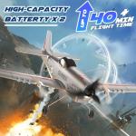 SIMREX RC Plane for Kids - 2.4GHz 3-Channel Remote Control Airplane Toy with 6-Axis Gyro, 2 Speeds, 2 Batteries, P51 RC Airplane, Foam Glider - Gift for Boys & Girls