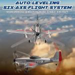 SIMREX RC Plane for Kids - 2.4GHz 3-Channel Remote Control Airplane Toy with 6-Axis Gyro, 2 Speeds, 2 Batteries, P51 RC Airplane, Foam Glider - Gift for Boys & Girls