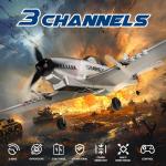 SIMREX RC Plane for Kids - 2.4GHz 3-Channel Remote Control Airplane Toy with 6-Axis Gyro, 2 Speeds, 2 Batteries, P51 RC Airplane, Foam Glider - Gift for Boys & Girls