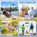 Drones for Kids with Camera, Mini RC Quadcopter Toy with Foldable Wings, Voice & Gesture Control, Altitude Hold, Full Propeller Guard, 2 Batteries, Birthday Gifts for Boys and Girls Ages 8-14 (Blue)