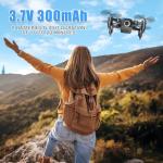 Drones for Kids with Camera, Mini RC Quadcopter Toy with Foldable Wings, Voice & Gesture Control, Altitude Hold, Full Propeller Guard, 2 Batteries, Birthday Gifts for Boys and Girls Ages 8-14 (Blue)