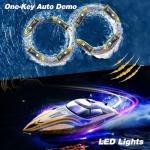 DEERC 14" Fast RC Boat with LED Lights, 30+ Mins, 20+MPH, Self-righting Remote Control Speed Boat for Pool & Lake, Claw-Streak Paint, Summer Water Toy Gift for Adults & Kids (Yellow)