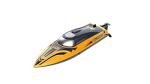 DEERC 14" Fast RC Boat with LED Lights, 30+ Mins, 20+MPH, Self-righting Remote Control Speed Boat for Pool & Lake, Claw-Streak Paint, Summer Water Toy Gift for Adults & Kids (Yellow)