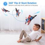 Sucpeii RC Plane, Foam Remote Control Airplane, Drone for Kids, RC Aircraft for Boys and Girls, Fighter Jet Helicopter with LED Lights, Altitude Hold, 360° Flip Stunt Rotation, Speed Adjust Flying Toy