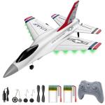 DEERC F16 Thunderbirds RC Plane,3CH Remote Control Airplane Fighter Toys,2.4GHz 6-axis Gyro Stabilizer RTF Glider Aircraft Plane with 2 Batteries,Easy to Fly for Beginners Kids Adults