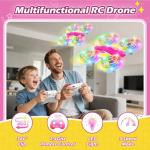 FUNPX LED RC Drone for Kids 6+, Christmas Birthday Gift for Boys & Girls with Remote Batteries, 360° Flips, 3 Speed Modes, 45 Min Flight Indoor and Outdoor Flying Toy - RoseRed Yellow