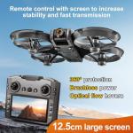RC Drone With Screen On Controller (4.92in), UHD Dual Camera, Brushless Motor, Optical Flow Hovering, 360° Propeller Guard, 6-Axis Gyro, Headless Mode, One-Key Takeoff/Landing, 3-Speed Adjustable, 50X Zoom, Gesture Control, Trajectory Flight, Night LED, 2Batteries, 8GB Card, Beginner-Friendly FPV Remote Control Plane Copter Quadcopter (Orange)