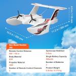 VEVOR RC Plane, 2.4GHZ 3CH RC Airplane with 6-Axis Gyro Stabilizer&2 Batteries, Ready to Fly Amphibious Aircraft Plane Toy for Adults Beginners Kids Birthday/Xmas Gift