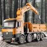 YAZHIYI 26CH Remote Control Dump Truck, 4 in 1 RC Dump Truck Wood Grabber Toy, Heavy Duty Construction Toys Vehicle, Birthday Gifts Ideas for Kids Adults, 1/14 Scale Trucks