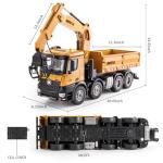 YAZHIYI 26CH Remote Control Dump Truck, 4 in 1 RC Dump Truck Wood Grabber Toy, Heavy Duty Construction Toys Vehicle, Birthday Gifts Ideas for Kids Adults, 1/14 Scale Trucks