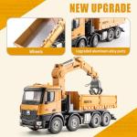 YAZHIYI 26CH Remote Control Dump Truck, 4 in 1 RC Dump Truck Wood Grabber Toy, Heavy Duty Construction Toys Vehicle, Birthday Gifts Ideas for Kids Adults, 1/14 Scale Trucks