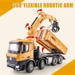 YAZHIYI 26CH Remote Control Dump Truck, 4 in 1 RC Dump Truck Wood Grabber Toy, Heavy Duty Construction Toys Vehicle, Birthday Gifts Ideas for Kids Adults, 1/14 Scale Trucks