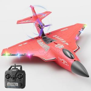 Rumdout RC Plane for Water Land & Air, Amphibious Tri-Phibian Aircraft, 6CH brushless Powered RC Airplane That can Fly Against The Wind, 2.4GHz RTF Airplane (red)