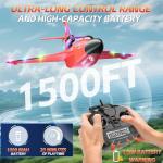 Rumdout RC Plane for Water Land & Air, Amphibious Tri-Phibian Aircraft, 6CH brushless Powered RC Airplane That can Fly Against The Wind, 2.4GHz RTF Airplane (red)