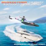 Rumdout RC Plane for Water Land & Air, Amphibious Tri-Phibian Aircraft, 6CH brushless Powered RC Airplane That can Fly Against The Wind, 2.4GHz RTF Airplane (red)