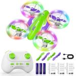 FUNPX LED RC Drone for Kids 6+, Christmas Birthday Gift for Boys & Girls with Remote Batteries, 360° Flips, 3 Speed Modes, 45 Min Flight Indoor and Outdoor Flying Toy - Green Purple