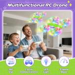 FUNPX LED RC Drone for Kids 6+, Christmas Birthday Gift for Boys & Girls with Remote Batteries, 360° Flips, 3 Speed Modes, 45 Min Flight Indoor and Outdoor Flying Toy - Green Purple