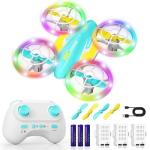 FUNPX LED RC Drone for Kids 6+, Christmas Birthday Gift for Boys & Girls with Remote Batteries, 360° Flips, 3 Speed Modes, 45 Min Flight Indoor and Outdoor Flying Toy - Blue Yellow