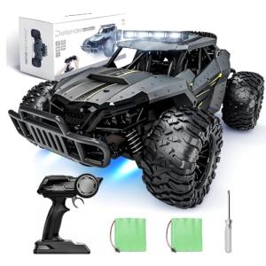 Tecnock RC Truck Car, 20+ KM/H High-Speed 4WD Remote Control Car, 2.4GHz Anti-Interference with Dual LED Headlights, Rechargeable Monster Truck - Ideal Outdoor Backyard Gifts for Boys & Teens
