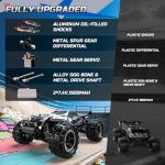DEERC Brushless Fast RC Cars for Boys & Adults, 55KM/H, 1:18 Off-Road RC Truck, All Terrain 4x4 Racing Mecha Car, 50 Mins, Waterproof Remote Control Monster Truck, Compatible with 3S Battery