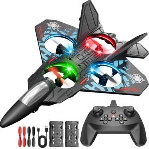 Remote Control Airplane RC Plane Drones for Kids 8-12 Boys Adult Flying Foam Air Plane Toy for Beginner with Stable Hovering,6-axis Gyro,360° Flips,Circle Fly,LED Light,Low Battery Alarm,2.4Ghz
