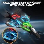 Remote Control Airplane RC Plane Drones for Kids 8-12 Boys Adult Flying Foam Air Plane Toy for Beginner with Stable Hovering,6-axis Gyro,360° Flips,Circle Fly,LED Light,Low Battery Alarm,2.4Ghz