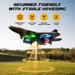 Remote Control Airplane RC Plane Drones for Kids 8-12 Boys Adult Flying Foam Air Plane Toy for Beginner with Stable Hovering,6-axis Gyro,360° Flips,Circle Fly,LED Light,Low Battery Alarm,2.4Ghz