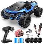 DEERC 1/18 All Terrain Fast Drift & Racing RC Car, 40KM/H Remote Control Truck with Futuristic Body Shell, Extra Drift Wheels, 2.4GHz Waterproof Off-Road Vehicle with 2 Batteries for Kids & Adults