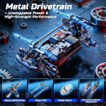 DEERC 1/18 All Terrain Fast Drift & Racing RC Car, 40KM/H Remote Control Truck with Futuristic Body Shell, Extra Drift Wheels, 2.4GHz Waterproof Off-Road Vehicle with 2 Batteries for Kids & Adults