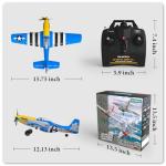 GLUISEUR RC Plane 4 Channel Remote Control Airplanes, 4-CH RC Airplane Ready to Fly P51 Mustang Radio Controlled Aircraft for Beginners with Xpilot Stabilization System, One Key Aerobatic Airplane