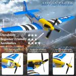 GLUISEUR RC Plane 4 Channel Remote Control Airplanes, 4-CH RC Airplane Ready to Fly P51 Mustang Radio Controlled Aircraft for Beginners with Xpilot Stabilization System, One Key Aerobatic Airplane