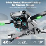 GPS Drone with 4K Camera for Adults, Foldable RC Quadcopter with 1640ft Range Video Transmission, 3-Axis Gimbal, 46 Mins Flight Time, Auto Return, Follow Me, Circle Fly, Waypoint Fly, Gesture Control