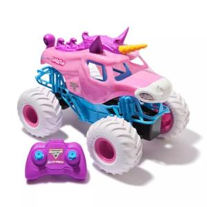 Monster Jam Sparkle Smash Remote Control Truck, 1:15 Scale, Official RC Monster Truck Toy with Pink Unicorn Design, Indoor/Outdoor Fun