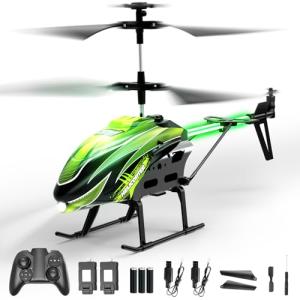 Dwi Dowellin RC Helicopter, Remote Control Helicopter Toy for Kids with 26 Mins Flight(2 Batteries), 8 Light Modes,Easy Control for Boys Girls Age 8-12(Green)