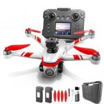 RC Drone With Screen Display Remote Control, 1080P Dual Camera, Optical Flow Hover, LED Lights, Speed Adjustment, Gravity Sensor, Brushless Motor, Trajectory Flight, 360 Degree Flip, APP Control, Headless Mode, One-Key Takeoff/Landing, Obstacle Avoidance, Impact-Resistant ABS Shell, 2 Batteries, Memory Card, Card Reader, Handbag , Beginner-Friendly FPV Hobby Quadcopter (White Red)