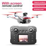 RC Drone With Screen Display Remote Control, 1080P Dual Camera, Optical Flow Hover, LED Lights, Speed Adjustment, Gravity Sensor, Brushless Motor, Trajectory Flight, 360 Degree Flip, APP Control, Headless Mode, One-Key Takeoff/Landing, Obstacle Avoidance, Impact-Resistant ABS Shell, 2 Batteries, Memory Card, Card Reader, Handbag , Beginner-Friendly FPV Hobby Quadcopter (White Red)