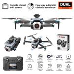 RC Drone with Screen Display Remote Control, 1080P Dual Camera, Speed Adjustment, Altitude Hold, One-Key Takeoff, 3D Flips, 2 Batteries, Hovering, Brushless Motor, APP Control, Plane Copter, LED Lights, Adult Beginners FPV Hobby Quadcopter Airplane Helicopter