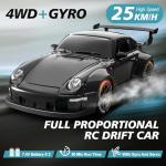 ACAMMZAR RC Drift Car Pro Upgraded with Gyro, 1:24 Full Proportional Remote Control Car, 25KM/H 4WD High Speed RC Cars with Lights, Extra Racing Tires, Vehicle for Adults Kids Boys Girls, Black