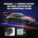 ACAMMZAR RC Drift Car Pro Upgraded with Gyro, 1:24 Full Proportional Remote Control Car, 25KM/H 4WD High Speed RC Cars with Lights, Extra Racing Tires, Vehicle for Adults Kids Boys Girls, Black