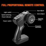 ACAMMZAR RC Drift Car Pro Upgraded with Gyro, 1:24 Full Proportional Remote Control Car, 25KM/H 4WD High Speed RC Cars with Lights, Extra Racing Tires, Vehicle for Adults Kids Boys Girls, Black