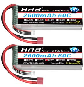 HRB 2pcs 4S 2600mAh Lipo Battery 60C 14.8V RC Lipo Battery Compatible with RC Car RC Airplane RC Truck RC Boat