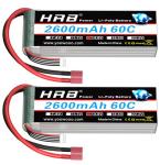 HRB 2pcs 4S 2600mAh Lipo Battery 60C 14.8V RC Lipo Battery Compatible with RC Car RC Airplane RC Truck RC Boat